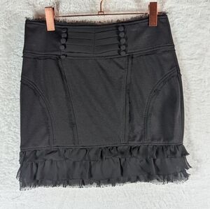 220-Twelve by Twelve Black Mini Skirt with Ruffles